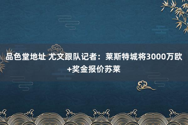 品色堂地址 尤文跟队记者：莱斯特城将3000万欧+奖金报价苏莱