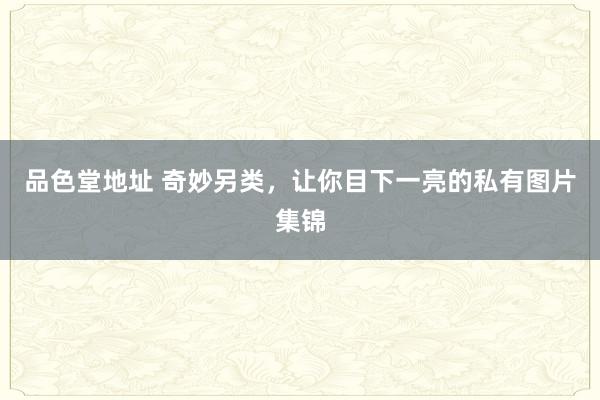 品色堂地址 奇妙另类，让你目下一亮的私有图片集锦