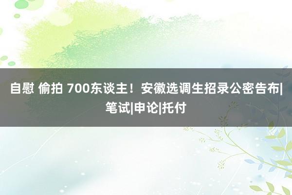 自慰 偷拍 700东谈主！安徽选调生招录公密告布|笔试|申论|托付