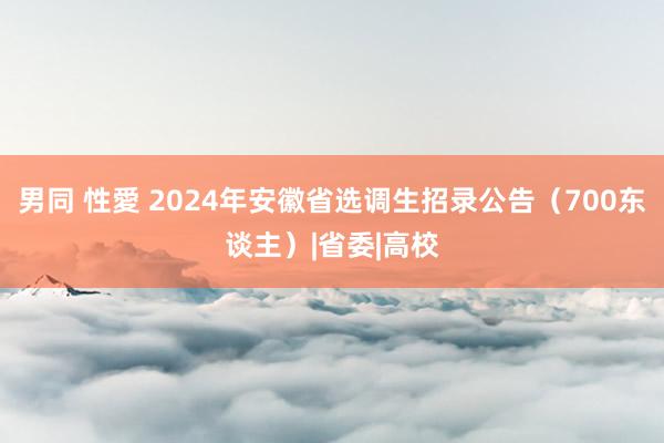 男同 性愛 2024年安徽省选调生招录公告（700东谈主）|省委|高校