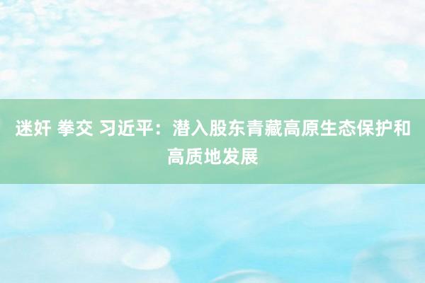 迷奸 拳交 习近平：潜入股东青藏高原生态保护和高质地发展