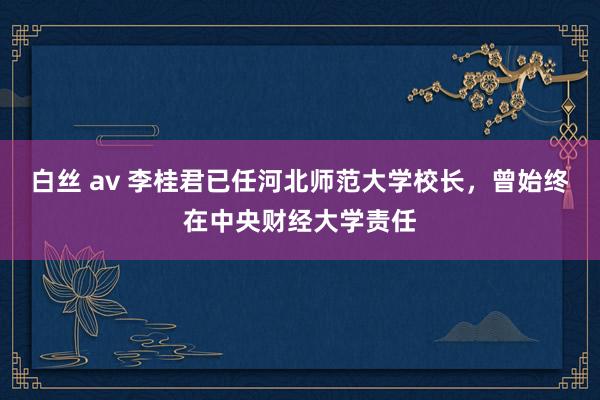 白丝 av 李桂君已任河北师范大学校长，曾始终在中央财经大学责任